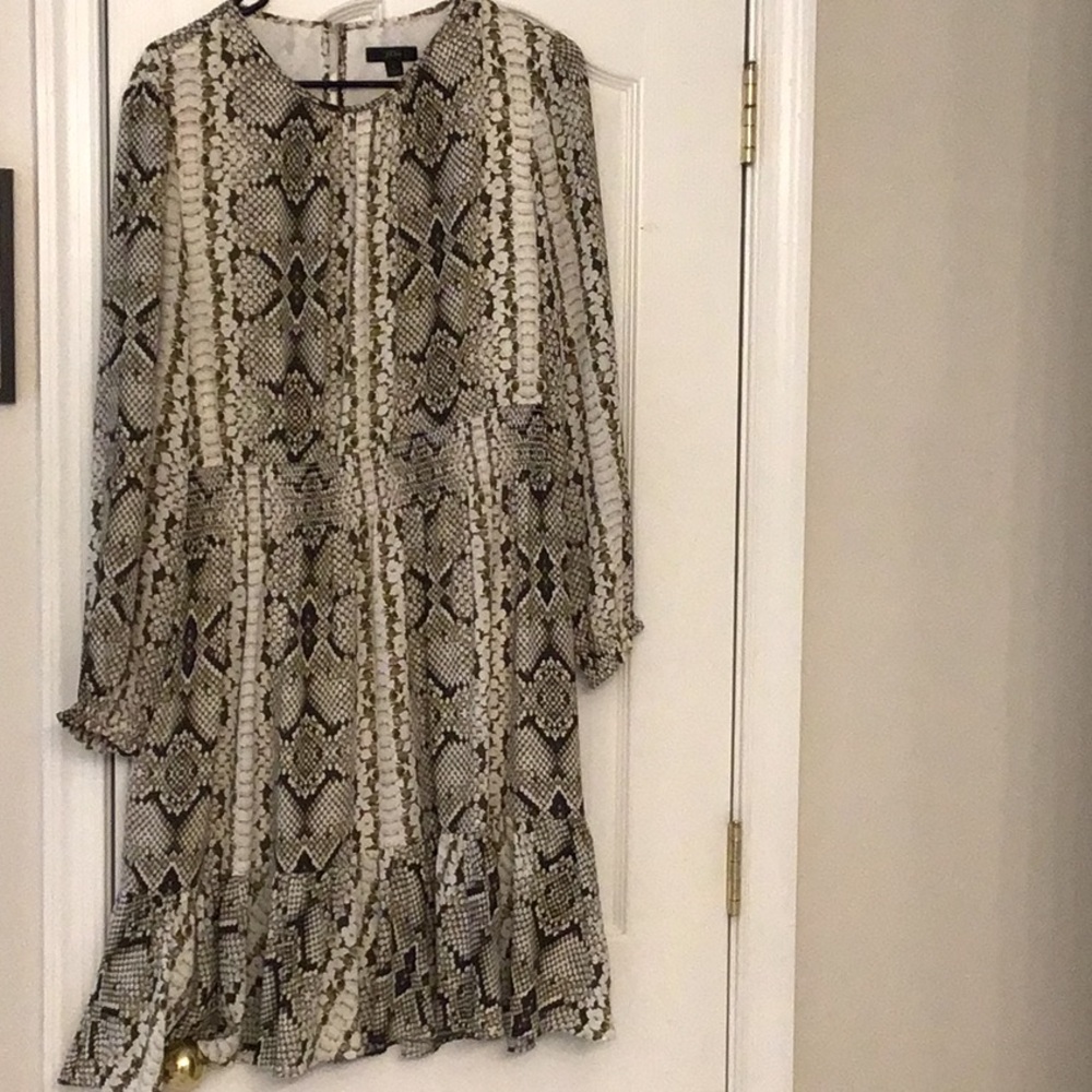 J.Crew snake-print dress with smocked waist
